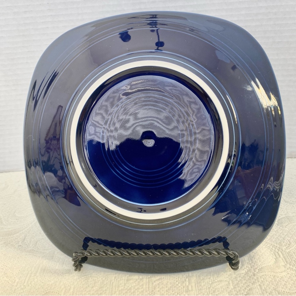 Set of 2 x Fiesta Cobalt Blue 9” square Homer Laughlin Ceramic Lunch Plates - Picture 2 of 3